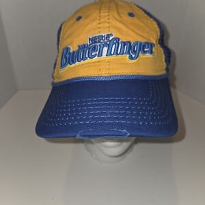 Butterfinger Hat Cap Snap Back Nestle Blue Yellow Mesh Trucker Distressed